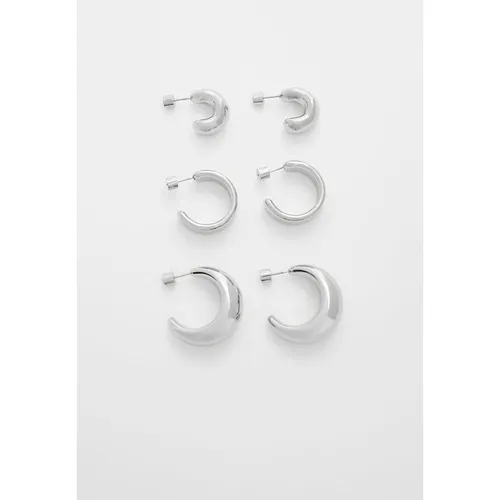 Stradivarius Set of coloured 3 hoop earrings  Grey M