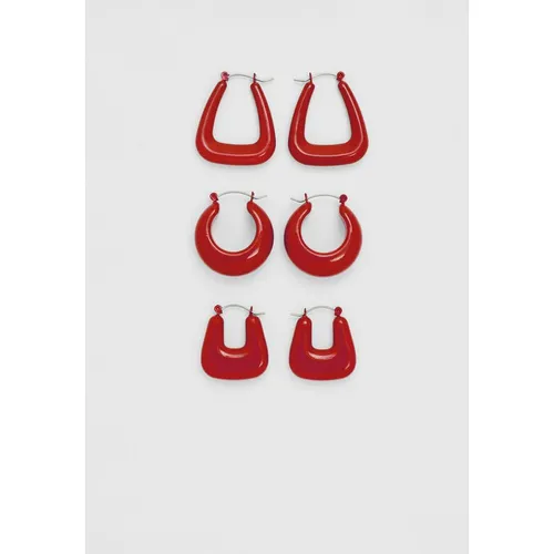Stradivarius Set of coloured 3 hoop earrings  Red M