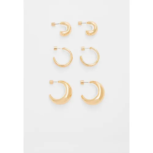 Stradivarius Set of coloured 3 hoop earrings  White M