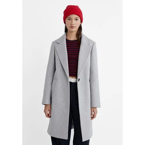Stradivarius Soft-touch coat with 1 button  Grey melange