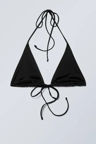 Strappy Triangle Bikini Top - Black