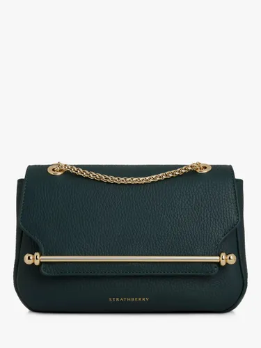 Strathberry East/West Chain Strap Mini Leather Cross Body Bag - Bottle Green - Female