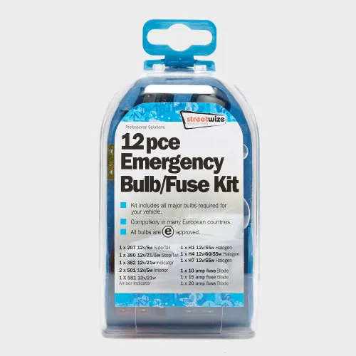 Streetwize 12 Piece Emergency Bulb And Fuse Kit - Blue, Blue