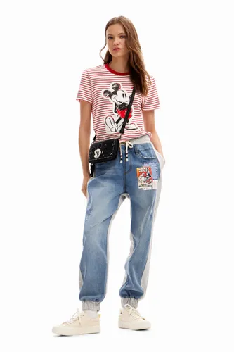Striped Mickey Mouse T-shirt - RED - M