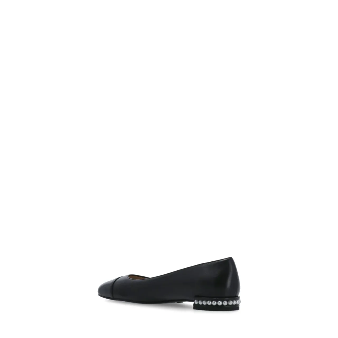 Stuart Weitzman , Black Leather Ballerina Shoes with Pearl Details ,Black female, Sizes: