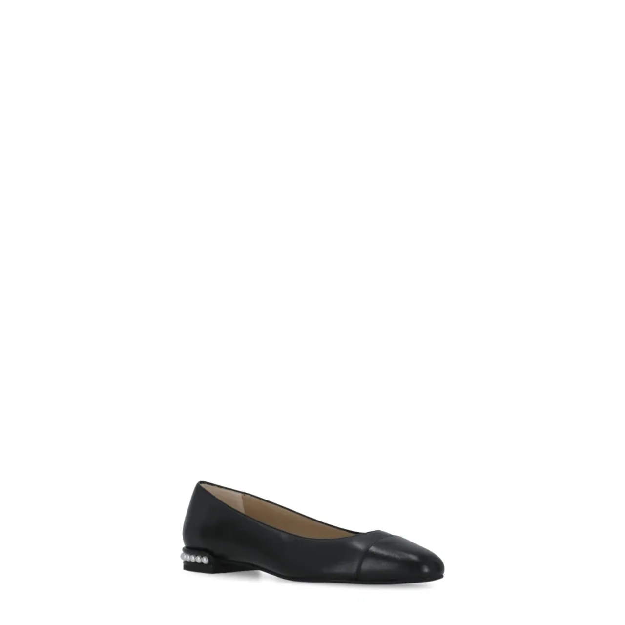 Stuart Weitzman , Black Leather Ballerina Shoes with Pearl Details ,Black female, Sizes:
