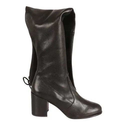 Stuart Weitzman , Black Leather Block Heel Thigh-High Boots ,Black female, Sizes: