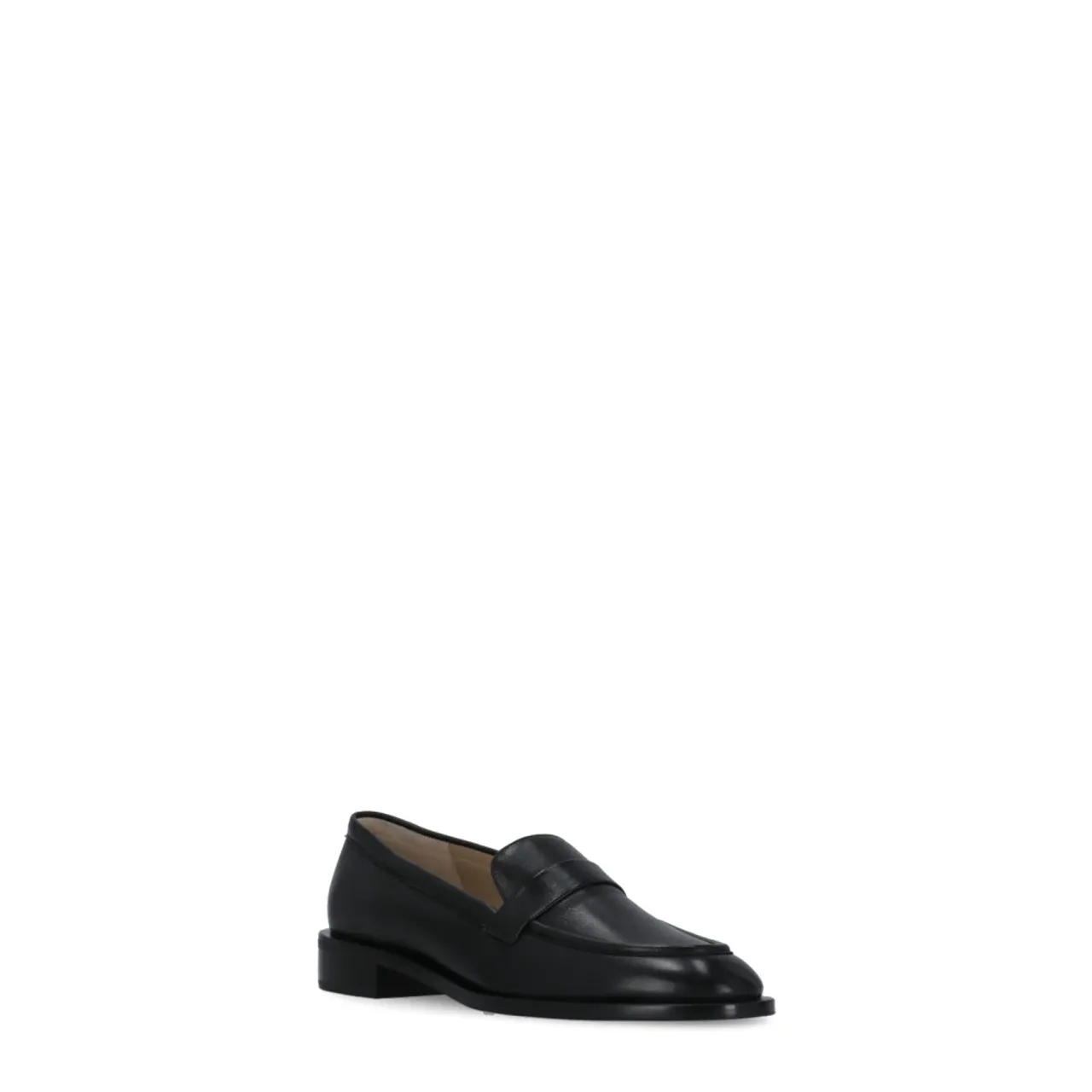 Stuart Weitzman , Black Leather Loafers with Raised Rubber Sole ,Black female, Sizes: