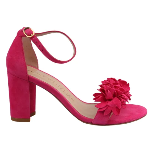 Stuart Weitzman , Flower33365 Peonia Suede High Heel Sandals ,Pink female, Sizes: