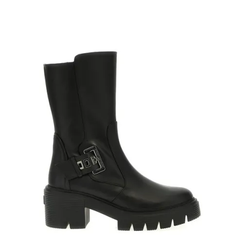 Stuart Weitzman , Raffia Leather Boots ,Black female, Sizes: