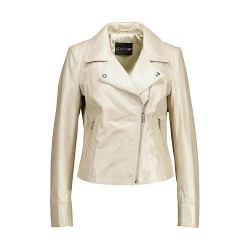 Studio AR by Arma , Lovato Beige Leather Jacket ,Beige female, Sizes:
