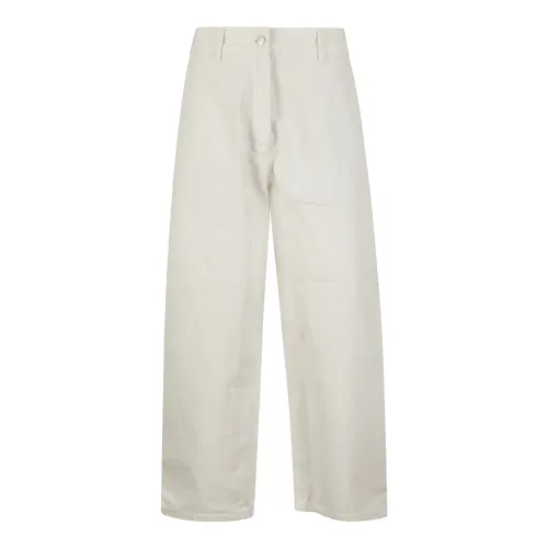 Studio Nicholson , Denim Wide Crop Pants ,White female, Sizes:
