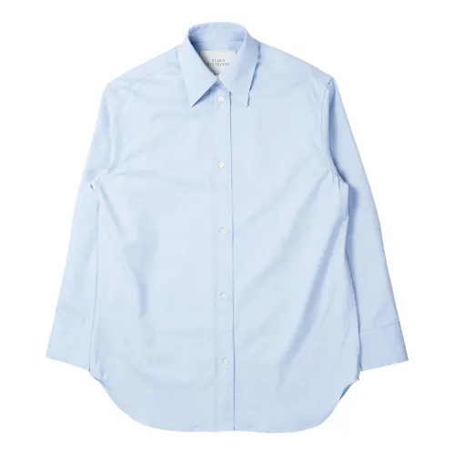 Studio Nicholson , Embroidered logo cotton overshirt - Santos SNW ,Blue female, Sizes: