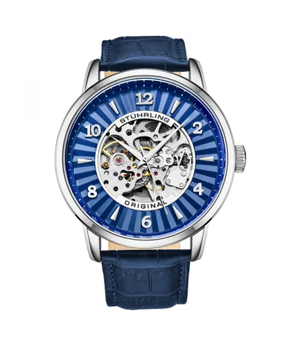 Stührling Mens Blue Automatic 48mm - Silver - One Size