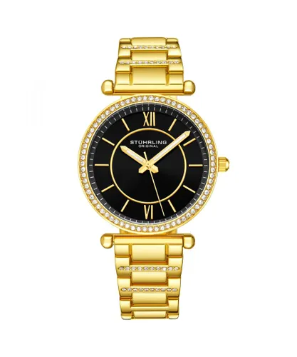 Stührling Womens Black and Gold Aria Quartz 36mm - One Size