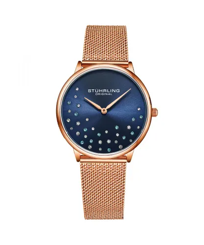 Stührling Womens Rose Gold and Blue Symphony Quartz 38mm - One Size