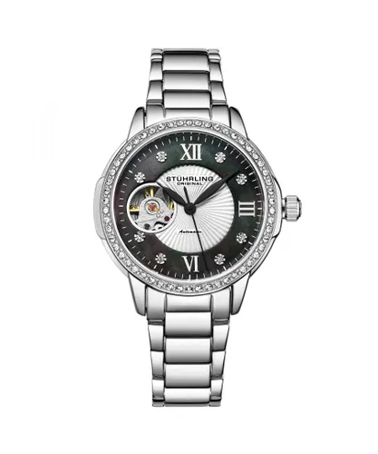 Stührling Womens Silver and Grey Perle Automatic 36mm - One Size