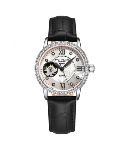 Stührling Womens White and Black Legacy Automatic 34mm - Silver - One Size