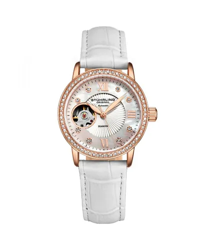 Stührling Womens White and Rose Gold Legacy Automatic 34mm - One Size