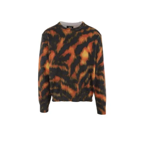 Stüssy , Fur Print Cotton Sweater ,Brown male, Sizes: