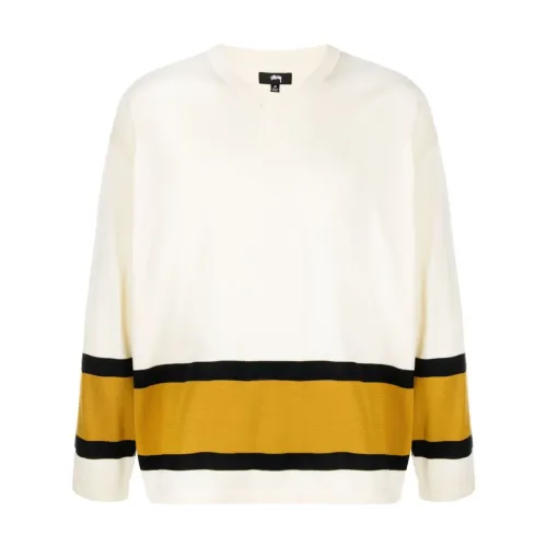 Stüssy , Logo Cotton Sweater ,Beige male, Sizes: