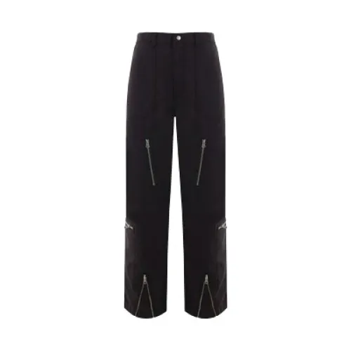 Stüssy , Loose-Fit Trousers with Logo Embroidery and Zip ,Black male, Sizes: