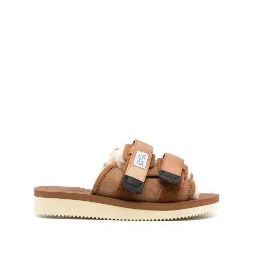 Suicoke , Brown Shearling-Trimmed Slides ,Brown female, Sizes: