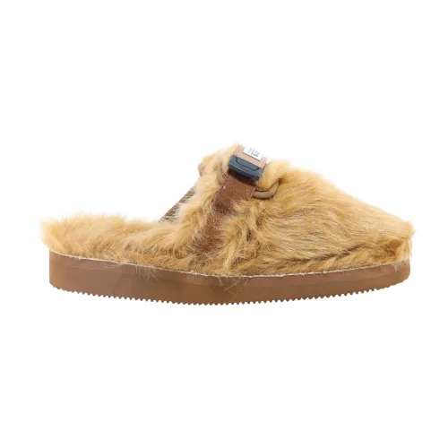 Suicoke , Comfortable Synthetic Fur Slippers ,Brown male, Sizes: