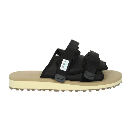 Suicoke , Open Toe Velcro Strap Sandals ,Black male, Sizes: