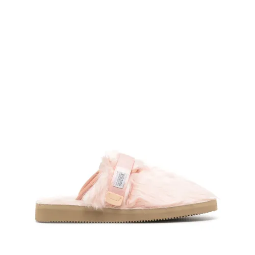 Suicoke , Pink Faux-Fur Slip-On Sandals ,Pink female, Sizes: