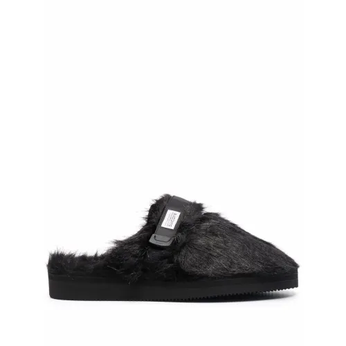 Suicoke , Stylish Black Furry Slip-On Sandals ,Black male, Sizes: