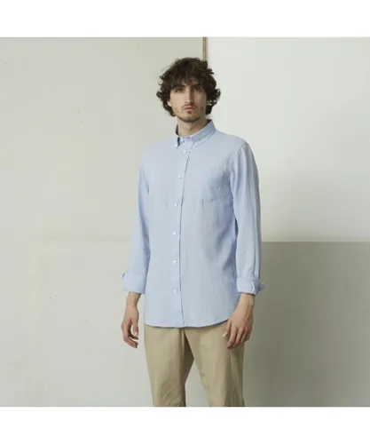 suit Mens Long Sleeve Shirt in Allure - Light Blue Cotton