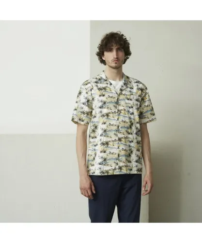 suit Mens Short Sleeve Shirt in Marshmallow - Multicolour Cotton