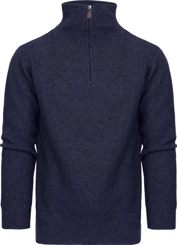 Suitable Half Zip Pullover Wool Blend Navy  Blue Dark Blue