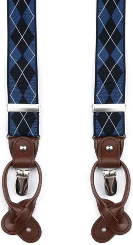 Suitable Luxe Suspenders Checks Navy Blue Dark Blue