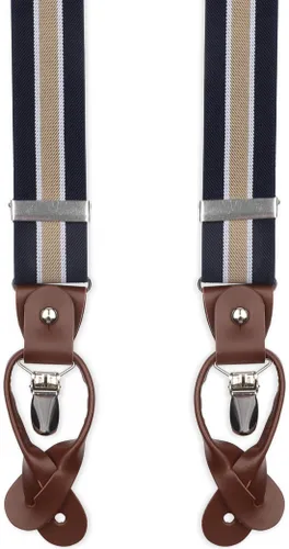 Suitable Luxe Suspenders Navy Stripe Beige Blue Dark Blue