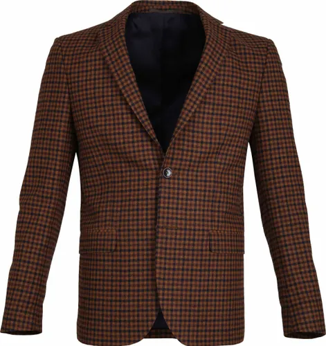 Suitable Prestige Blazer Tollegno Wool Blend Checks Multicolour Brown Cognac