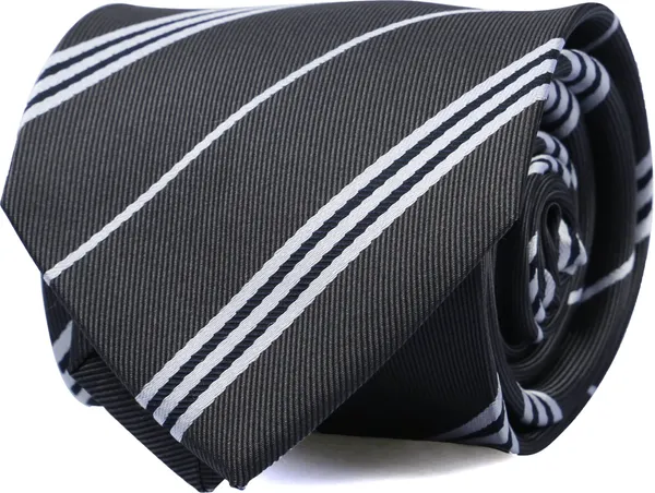 Suitable Tie Silk Stripe Anthracite Grey Dark Grey