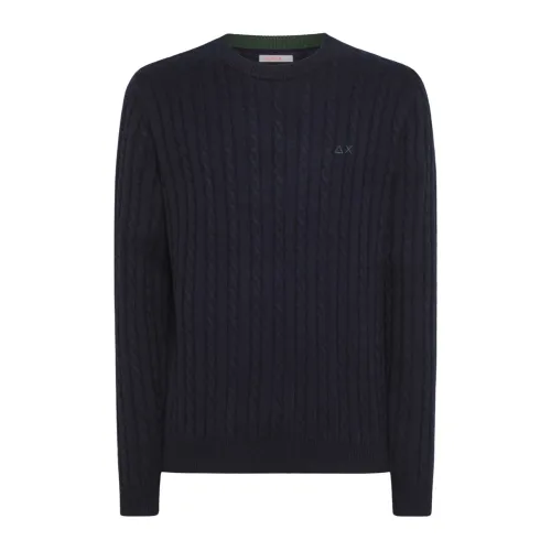 Sun68 , Blue Sweaters for Men ,Blue male, Sizes: