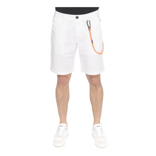 Sun68 , Chino Fold Laccio Fluo Bermuda Shorts ,White male, Sizes: