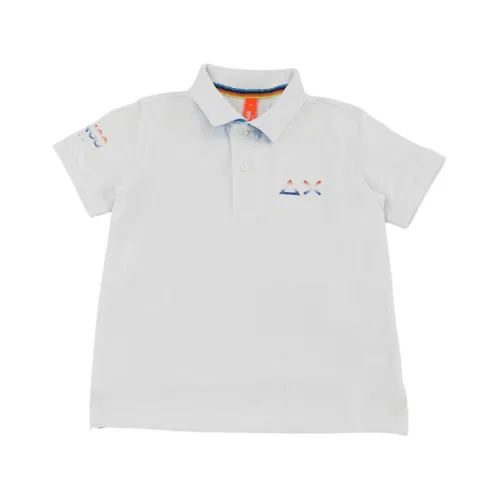 Sun68 , Embroidered Logo Polo Shirt Beach ,White male, Sizes: