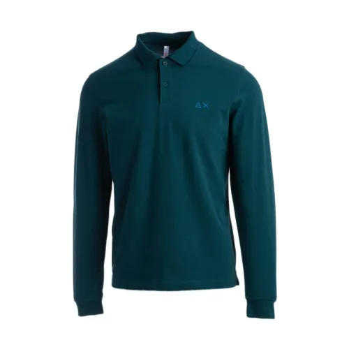 Sun68 , Green Striped Polo Shirt ,Green male, Sizes: