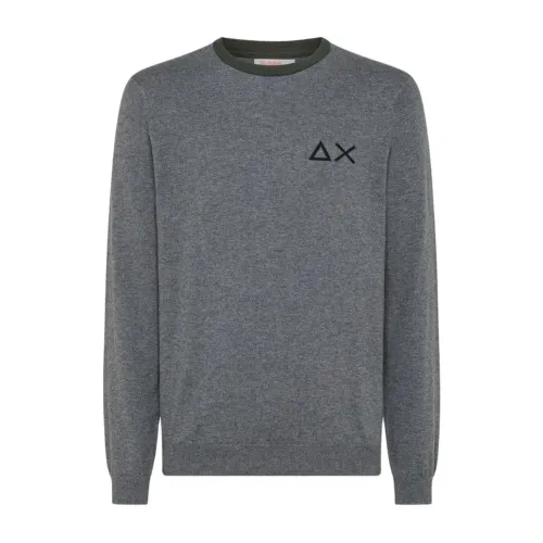 Sun68 , Men Medium Grey Sweater with Logo ,Gray male, Sizes: