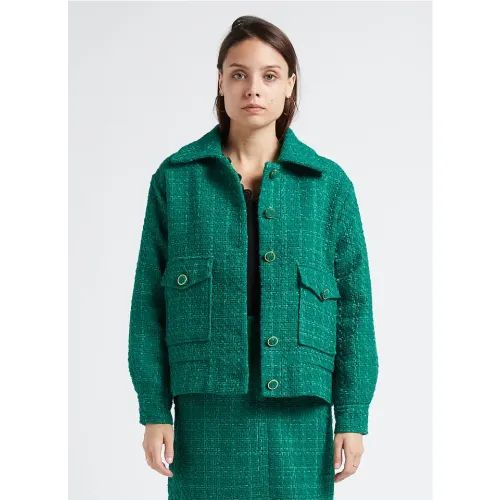Suncoo , Green Tweed Jacket for Women ,Green female, Sizes: