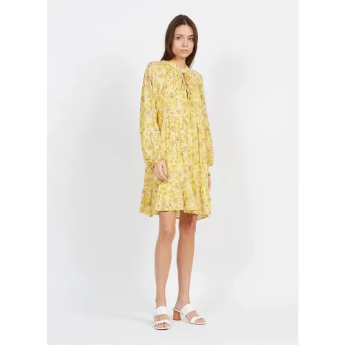 Suncoo , Shirt Dresses ,Yellow female, Sizes:
