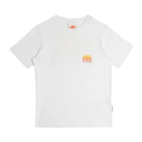 Sundek , White Kids T-shirt with Maxi Print ,White male, Sizes: