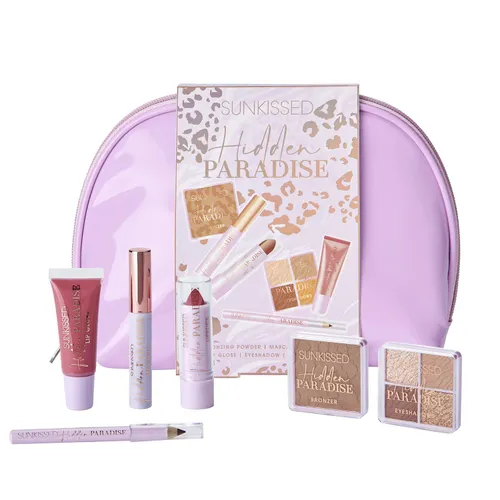 Sunkissed Hidden Paradise Eco Packaging 2021 - Cosmetic Bag, 4.2g Eyeshadow, 4g Bronzer, 10.5ml Lip Gloss, 3.3g Lipstick, 4.5ml Mascara, 0.8g Brow Pen...