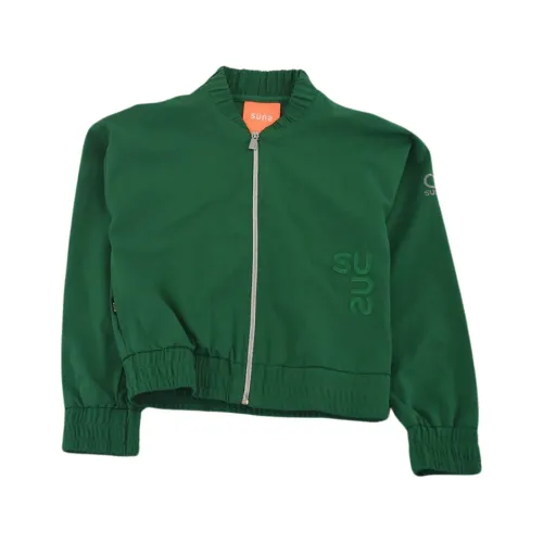 Suns , Fullzip Sweatshirt with Collar and Elastic ,Green female, Sizes: