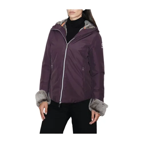 Suns , Plum Synthetic Coat for Women ,Purple female, Sizes: