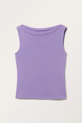 Super soft sleeveless boatneck top - Purple